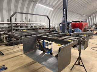 Custom steel fabrication work on a truck bed frame